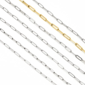 18K gold and silver plated stainless steel paperclip chain necklace for DIY jewelry