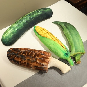 Cute plush vegetable pillows set including corn cucumber and mushroom soft cushions