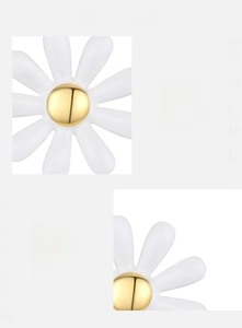 Macro detail of S925 sterling silver daisy stud earring with hand polished finish
