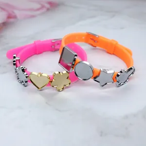 DIY silicone wristbands with 8mm alloy bezel settings for charms and stickers