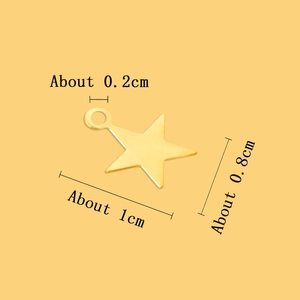Golden metal star charms for DIY jewelry making with dimensions 1cm by 0.8cm