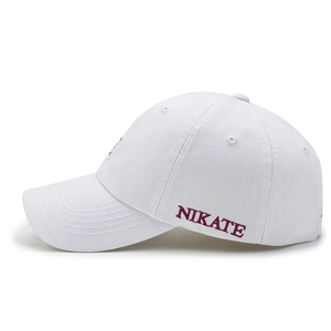 Casquette de baseball classique en coton blanc avec broderie NIKATE et visière courbée