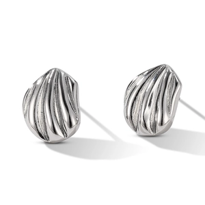 Orecchini a lobo minimalisti in argento 925 con design a onde e finitura metallica