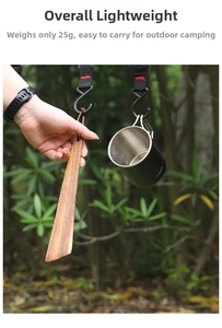 Spatule légère 25g en bois d'acacia et tasse inox pour la cuisine de camping en plein air