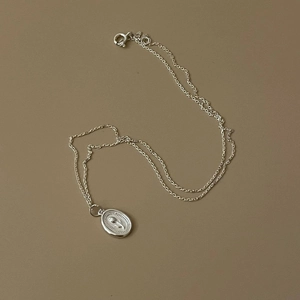 925 Sterling Silver Necklace With Oval Tulip Flower Relief Pendant Minimalist Retro Style Jewelry For Women