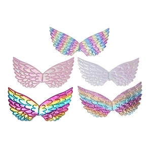 Shiny Metallic Iridescent Angel Wings For Kids Birthday Costume Party Fairy Cosplay Props Rainbow Colorful