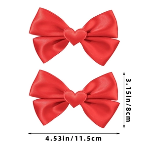 Dimensions des barrettes nœuds en satin rouge avec cœur, longueur 11,5 cm