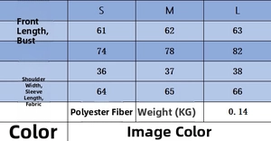 Size chart for V-neck linen knit sweater detailing length, bust, and sleeve measurements