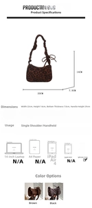 Tabella taglie borsa hobo leopardata con manico a fiocco mostra dimensioni 22x14x7,5 cm