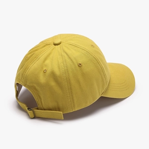Classic yellow cotton baseball cap with adjustable metal buckle and curved brim