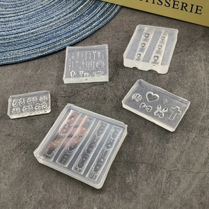 Five-piece set of transparent silicone molds for resin nail art and jewelry crafting