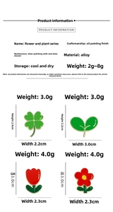 Tableau des tailles détaillé pour broches plantes avec poids et dimensions précises