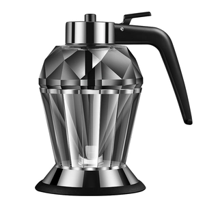 Dispenser per olio in vetro tagliato a diamante con coperchio in acciaio inossidabile