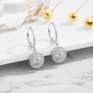 S925 sterling silver evil eye drop earrings with sparkling zircon for women in fashion style