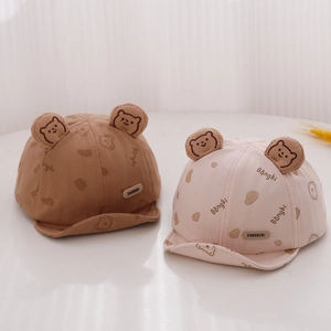 Baby Baseball Cap Cotton Blend Cute Cartoon Bear Ear Print Sun Protection Summer Hat For Toddlers Infants Boys Girls