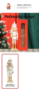 Traditional 36cm gold and white nutcracker soldier with snowflake scepter and red gift box