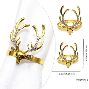 Detail showing dimensions of golden deer napkin ring with rhinestones and 12g weight