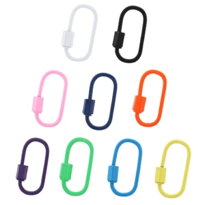 Colorful screw lock carabiner connectors in nine vibrant colors for DIY jewelry crafts