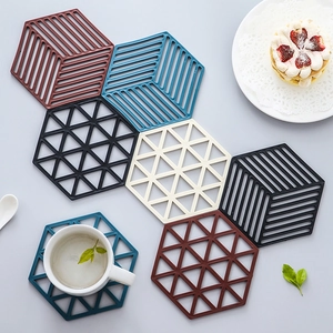 Hexagon Silicone Coasters Hollow Geometric Heat Insulation Pad Non Slip Nordic Style Cup Mat For Dining Table Home Office