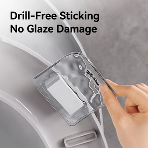 Adhesive toilet lid lifter handle with wave pattern and transparent base for hygiene