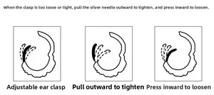 Guide for adjusting silver needle friction on adjustable cubic zirconia hoop earrings