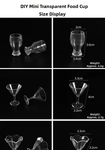 Detailed size specifications for three types of DIY mini miniature transparent plastic cups