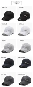 Detailed grid of camouflage baseball caps featuring 3D sports embroidery in five colors