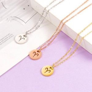 Sternzeichen Halskette Holer Runder Münzanhänger 304 Edelstahl Spiegel Poliert Minimalistischer Schmuck Für Damen Herren