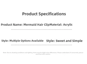 Spécifications détaillées des pinces à cheveux sirène en matériau acrylique de qualité