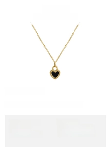 Detailed specs of titanium steel heart pendant necklace with 18K gold plating and measurements