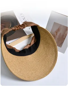 Detailed view of flexible elastic band and breathable straw weave on visor hat