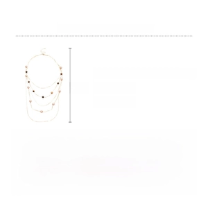 Detailed product specs of multi-layer tiger eye and pearl necklace, 28.5g weight and 61cm length