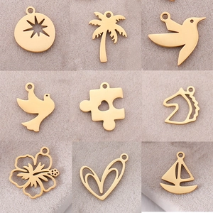 Stainless Steel Charms Pendants Mirror Polished DIY Jewelry Making Findings Flower Palm Tree Bird Heart Horse Sailboat Shapes