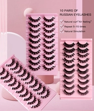 Three boxes of pink 10-pair Russian eyelashes with a natural curl and air feeling
