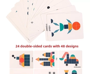 Set of 24 double-sided educational cards showing 48 geometric puzzle patterns for kids