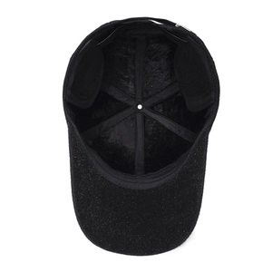 Winter men's fleece-lined baseball cap with ear protection and adjustable metal buckle