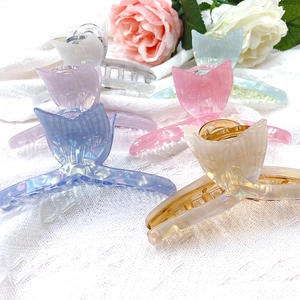 Elegant 11cm matte fisheye hair claw clips in pearlized acrylic colors for women
