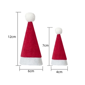 Mini red Christmas hats for wine bottles and decor with precise size dimensions shown