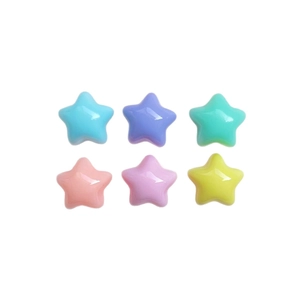 Set of 6 colorful resin star charms in pastel colors for DIY crafts and accessories