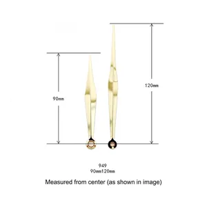 Polished gold metal clock hands set 90mm and 120mm length measurement model 949