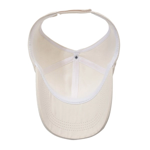 Cream beige ponytail-friendly visor hat with P letter embroidery for outdoor sports