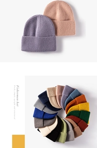 Detailed close-up showing a wide range of colors for this winter knitted fisherman hat