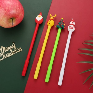 Creative Christmas gel pen set with Santa Claus, reindeer, tree and snowman toppers