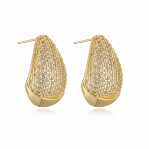 Elegant gold teardrop earrings for women featuring sparkling pave-set cubic zirconia stones