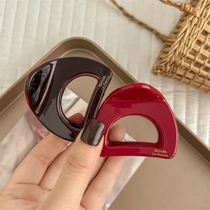 French style thick hollow acetate shark hair claws in dark brown and red colors