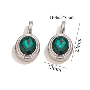 Macro detail of oval green gemstone pendant showing 23mm length and 13mm width dimensions