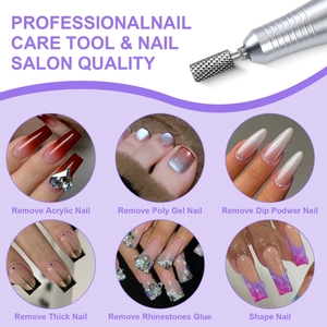 Silver alloy cylindrical nail drill bits for professional acrylic and gel nail removal