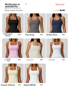 Detail view of square neck racerback sports bras in 8 vibrant colors for workout fitness
