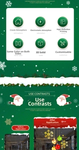 Detail of Christmas window clings with double-sided color and static adsorption