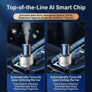 Smart car air freshener with AI vibration sensor and blue metallic ultrasonic spray atomization